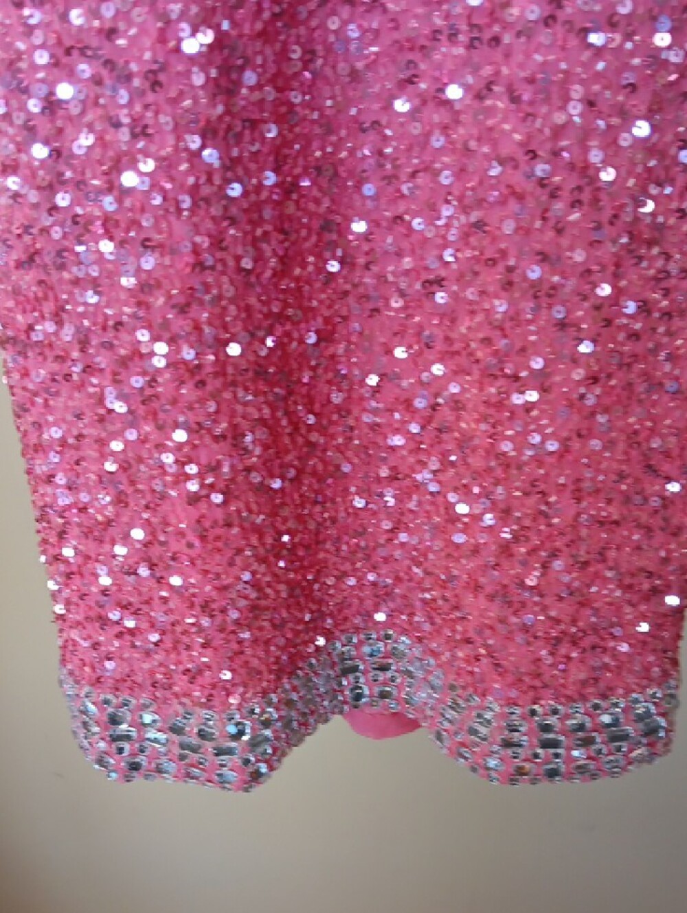 Scala Pink Sequin Slip Dress with Jeweled Neckline, Vintage, Size 8, BEAUTIFUL - Picture 3 of 16